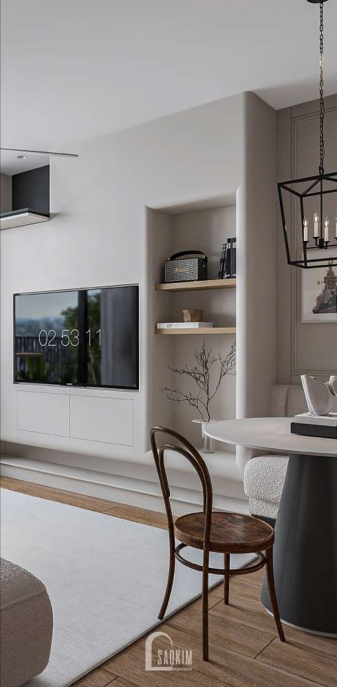 Thiết kế nội thất không gian phòng khách phong cách Parisian tại căn Hộ Vinhomes Smart City
